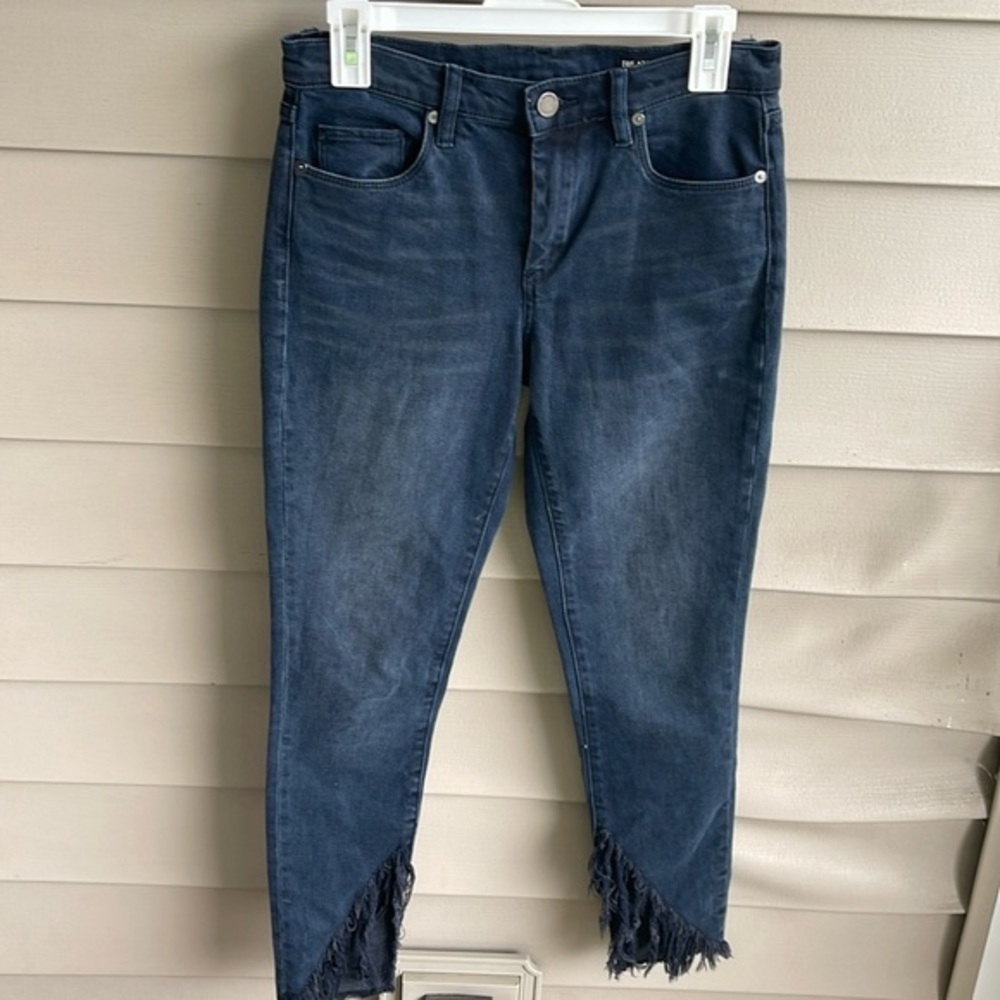 Blank NYC Black Frayed Hem Skinny Jeans, Size 27 Mid Rise